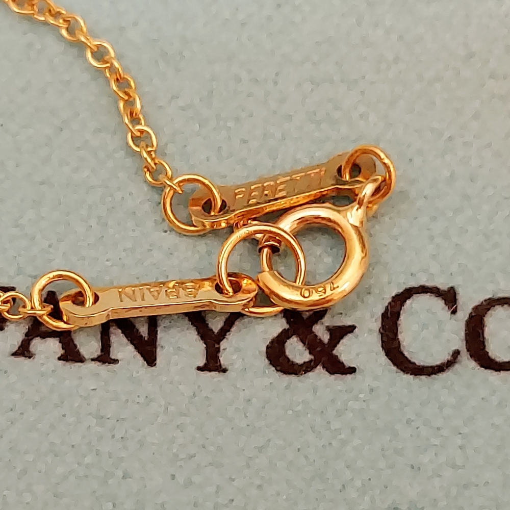 🟢Tiffany & Co🟢 Elsa Peretti Open Heart Pendant Necklace 18K Yellow Gold - Picture 6 of 16